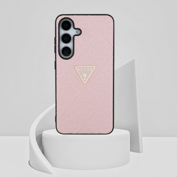 Etui Guess Hot Stamp 4G Pattern Triangle Metal Logo do Samsung Galaxy S25 różowy