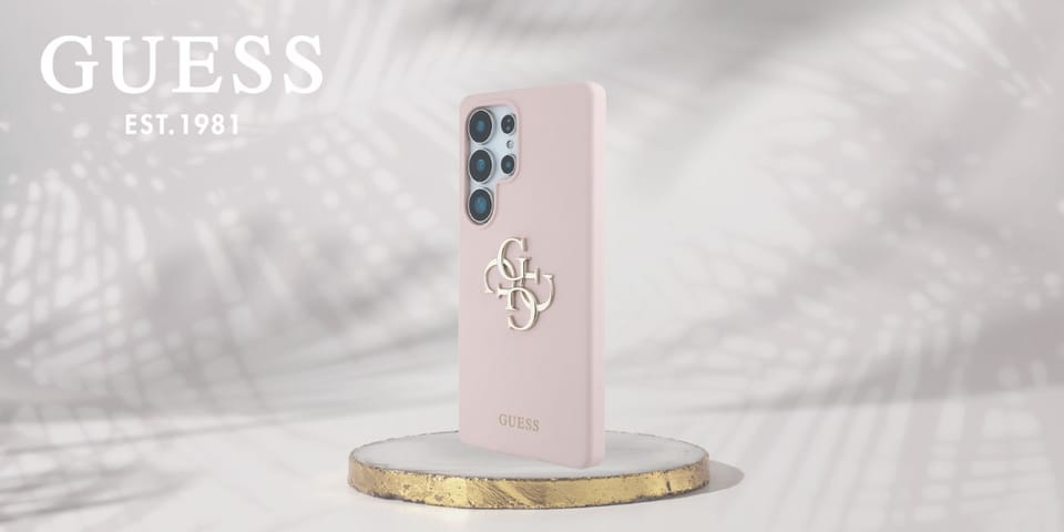 Etui Guess Silicone Big 4G Logo Bottom Script Samsung Galaxy S25 Ultra różowy