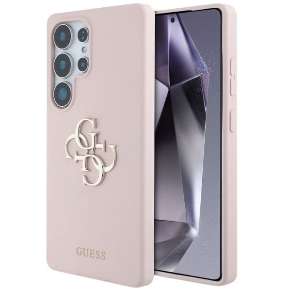 Etui Guess Silicone Big 4G Logo Bottom Script Samsung Galaxy S25 Ultra różowy