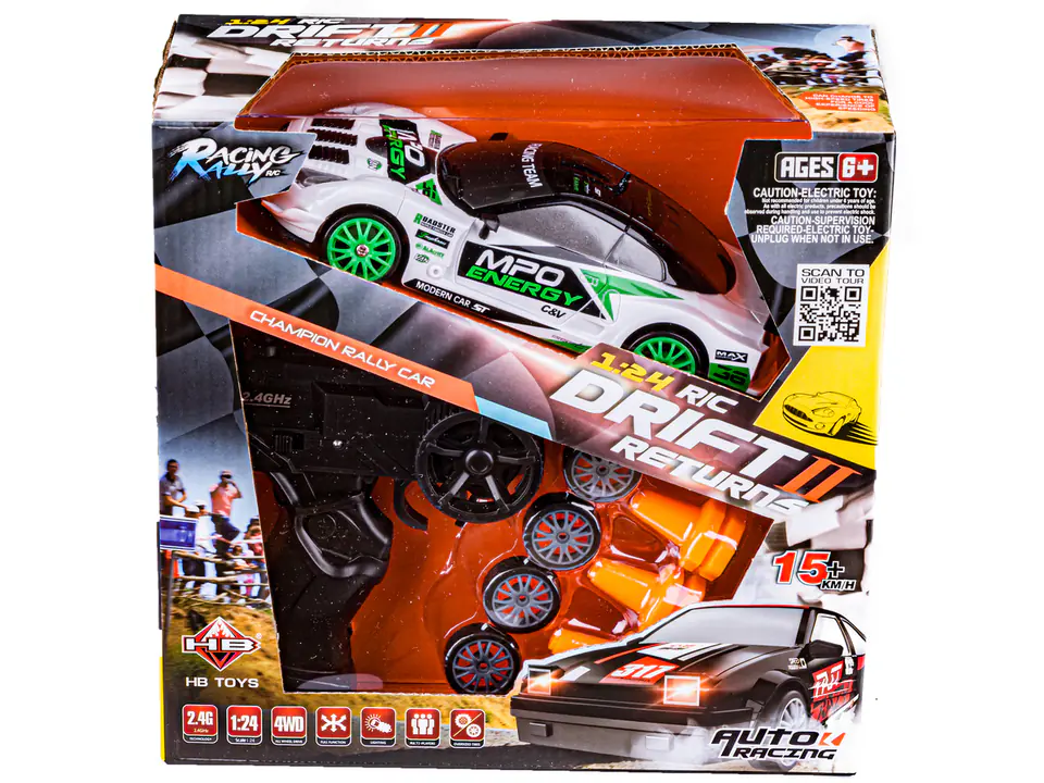 Drift Car, Auto RC Drift 1:24 2.4GHz 4WD WHITE