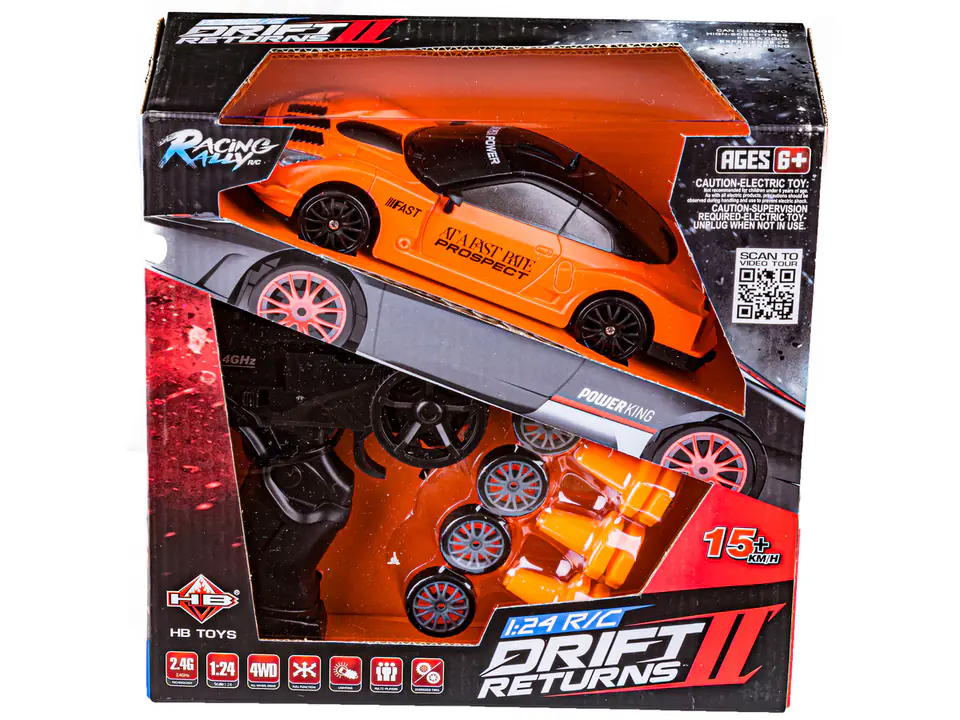 Drift Car, Auto RC Drift 1:24 2.4GHz 4WD ORANGE