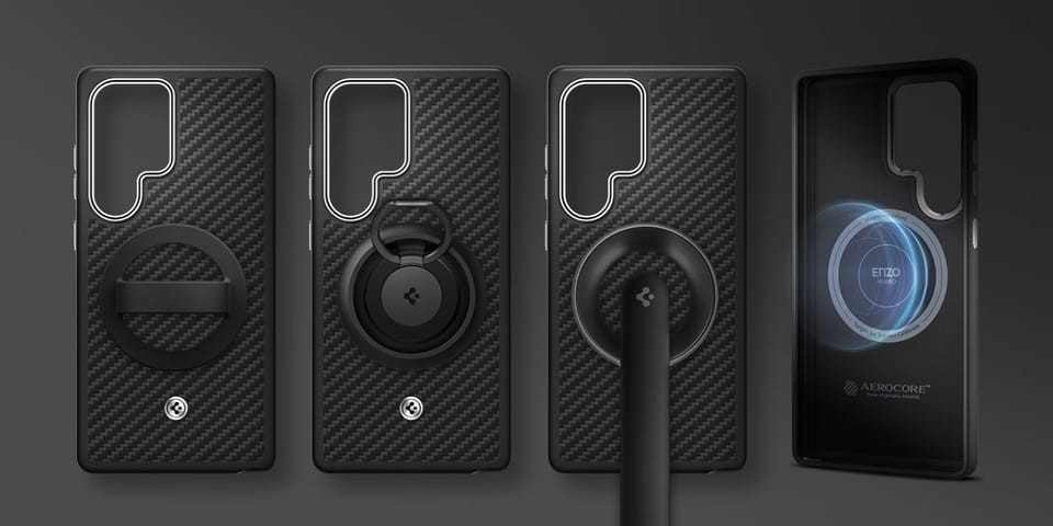 Etui Samsung Spigen Enzo Aramid Magnet   do Galaxy S25 Ultra czarno-srebrny
