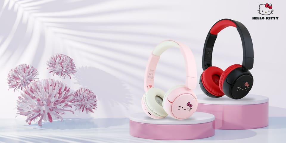 Słuchawki nauszne Hello Kitty Face Logo  Bluetooth czerwony