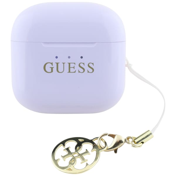 Słuchawki TWS Guess Glossy Effect        Printed Classic Logo & Charm lawendowy