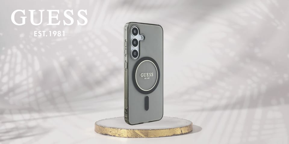 Etui Guess Glitter Circle Classic Logo   MagSafe do Samsung Galaxy S25 czarny