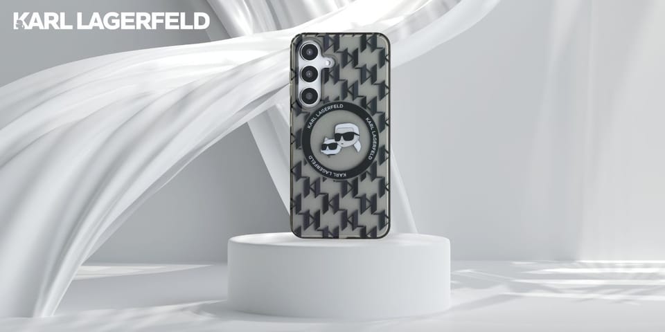 Etui Karl Lagerfeld Button               Karl&Choupette Heads On KL Pattern MagSafe do Samsung Galaxy S25 czarny