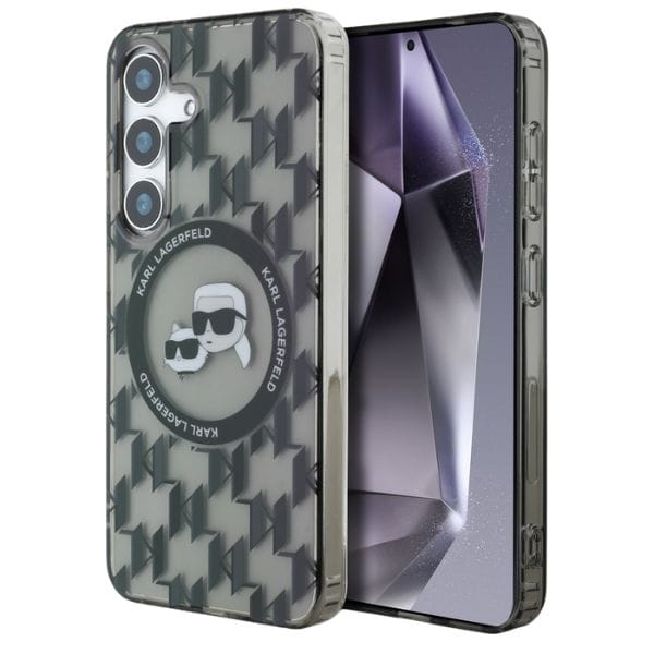 Etui Karl Lagerfeld Button               Karl&Choupette Heads On KL Pattern MagSafe do Samsung Galaxy S25 czarny
