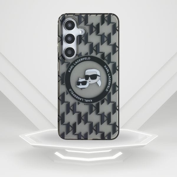 Etui Karl Lagerfeld Button               Karl&Choupette Heads On KL Pattern MagSafe do Samsung Galaxy S25 czarny