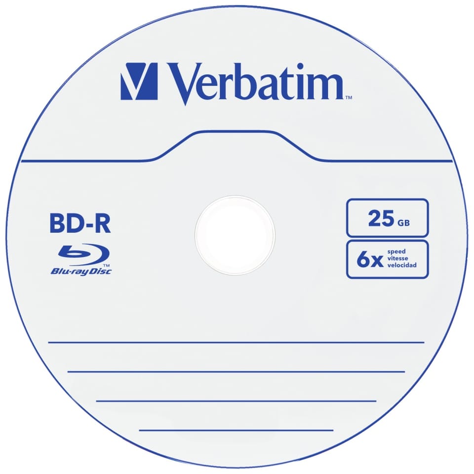 Verbatim BD-R, Single Layer 25GB, cake box, 43742, 6x, 10-pack, do archiwizacji danych