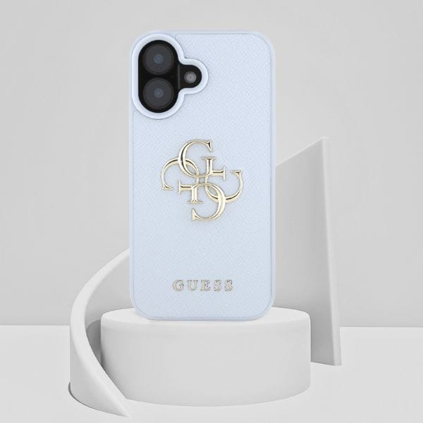 Etui Guess Grained Big 4G Logo Small     Classic Logo do iPhone 16 niebieski