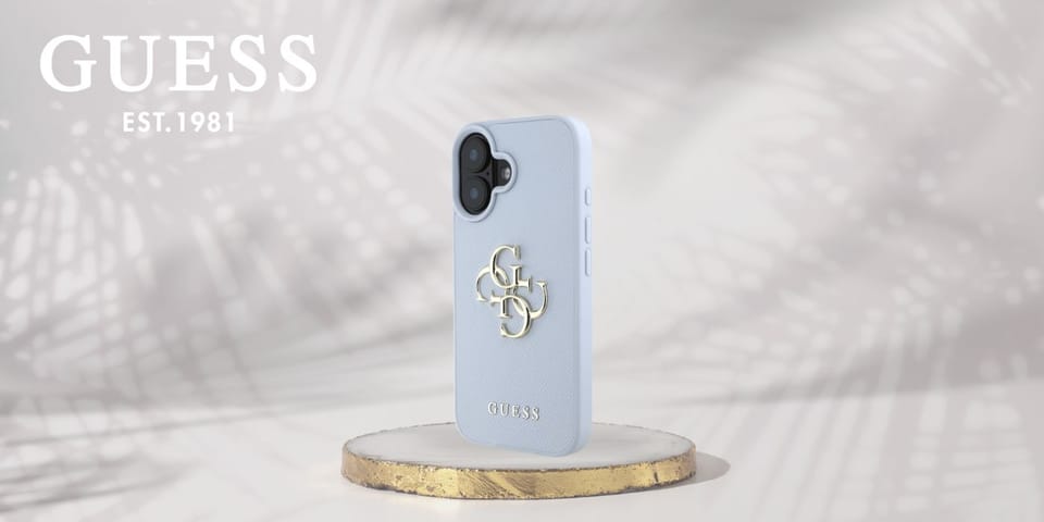 Etui Guess Grained Big 4G Logo Small     Classic Logo do iPhone 16 niebieski