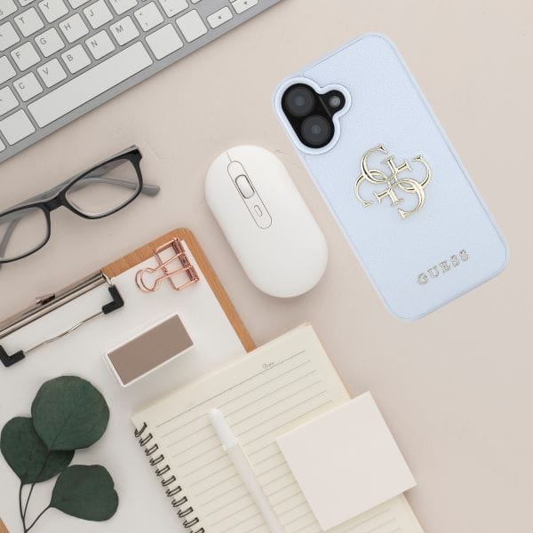 Etui Guess Grained Big 4G Logo Small     Classic Logo do iPhone 16 niebieski