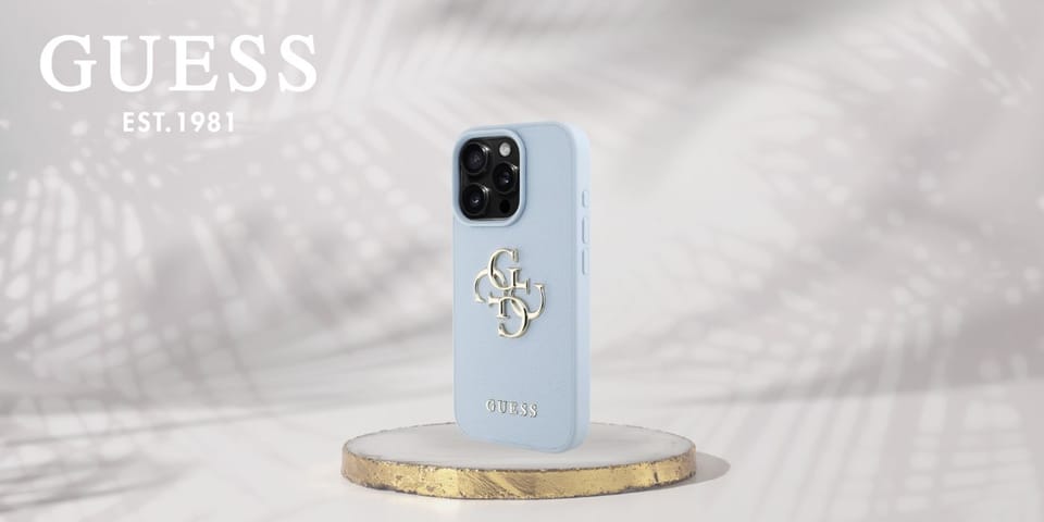Etui Guess Grained Big 4G Logo Small     Classic Logo do iPhone 16 Pro niebieski