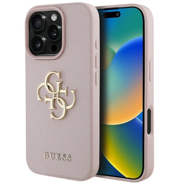 Etui Guess Grained Big 4G Logo Small Classic Logo do iPhone 16 Pro różowy