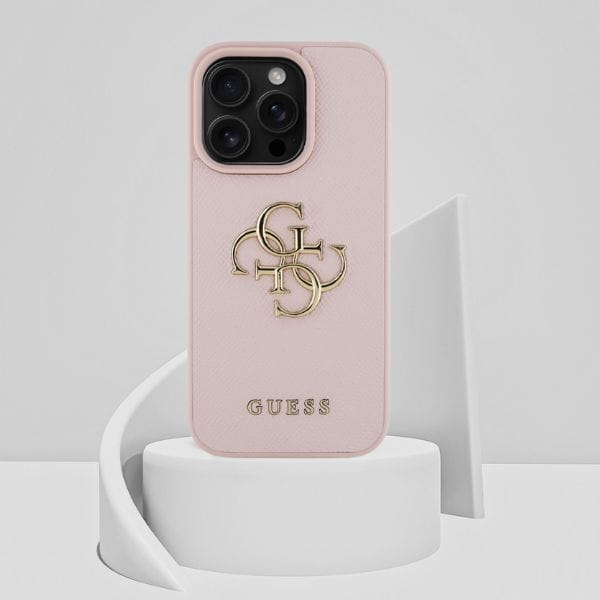 Etui Guess Grained Big 4G Logo Small Classic Logo do iPhone 16 Pro różowy