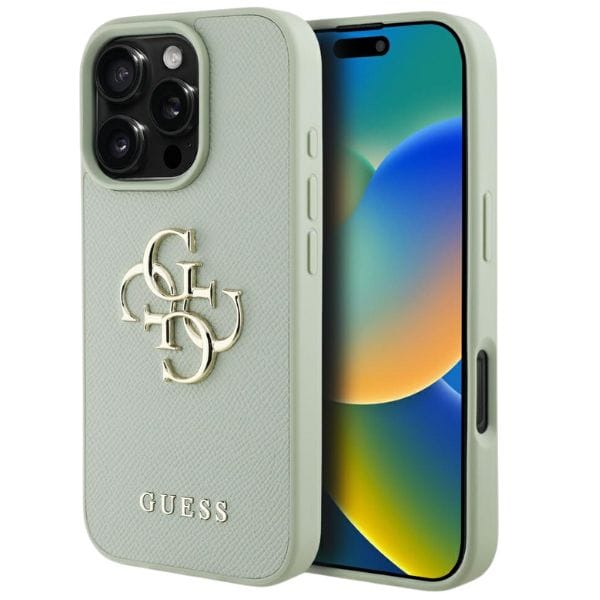 Etui Guess Grained Big 4G Logo Small     Classic Logo do iPhone 16 Pro zielony
