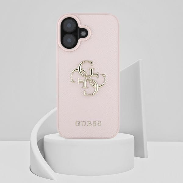 Etui Guess Grained Big 4G Logo Small     Classic Logo do iPhone 16 różowy