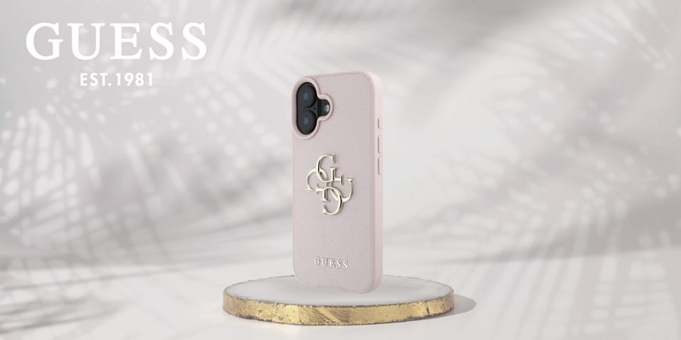 Etui Guess Grained Big 4G Logo Small     Classic Logo do iPhone 16 różowy