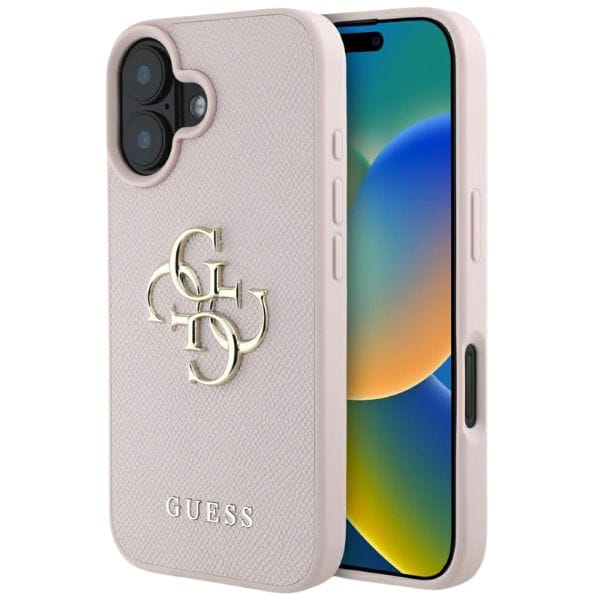 Etui Guess Grained Big 4G Logo Small     Classic Logo do iPhone 16 różowy