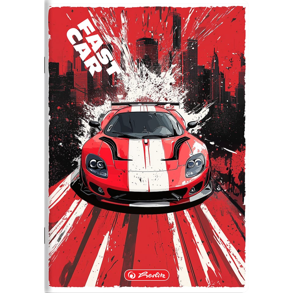 Zeszyt szkolny A5 16 kartek w kratkę 70g FAST CAR 400196833 HERLITZ