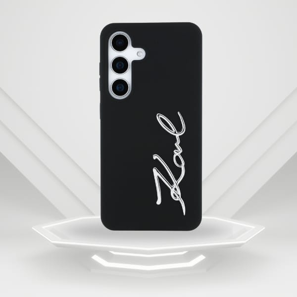 Etui Karl Lagerfeld Silicone Metal       Signature Logo do Samsung Galaxy S25 czarny