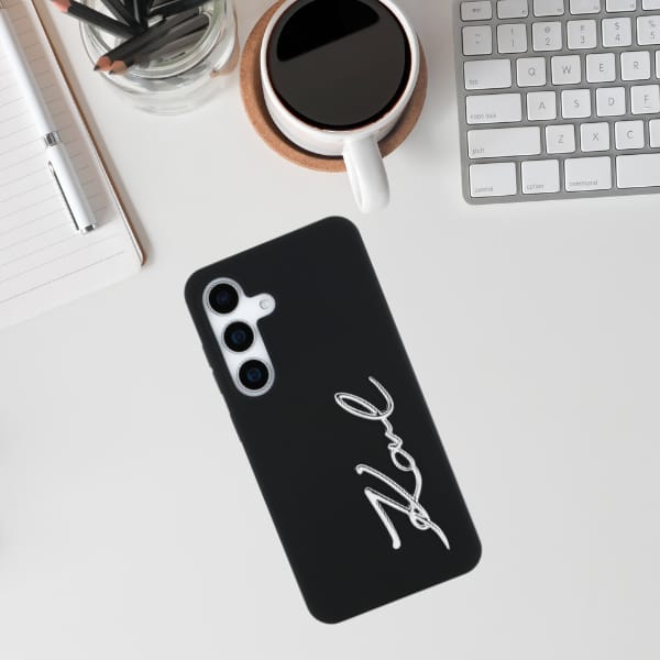 Etui Karl Lagerfeld Silicone Metal       Signature Logo do Samsung Galaxy S25 czarny
