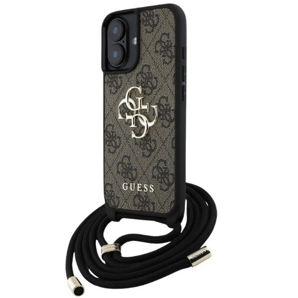 Etui Guess 4G Big Logo Cord Stap         Crossbody do iPhone 16 Plus brązowy