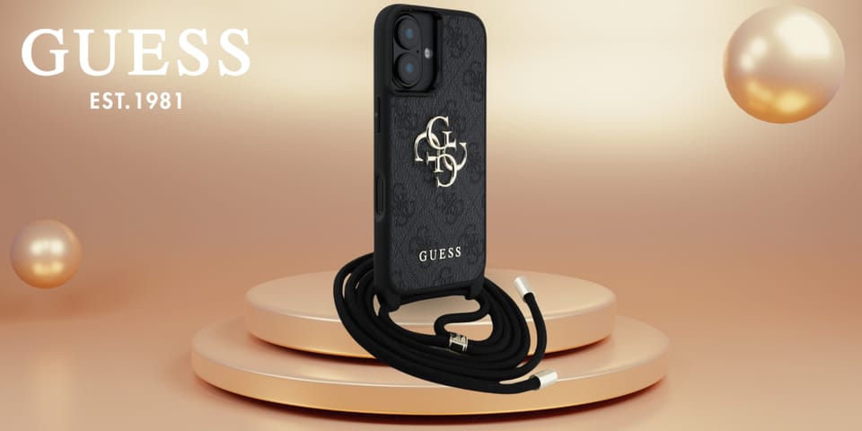 Etui Guess 4G Big Logo Cord Stap         Crossbody do iPhone 16 czarny