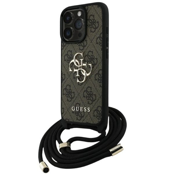 Etui Guess 4G Big Logo Cord Stap         Crossbody do iPhone 16 Pro Max brązowy