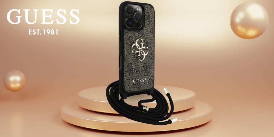 Etui Guess 4G Big Logo Cord Stap         Crossbody do iPhone 16 Pro Max brązowy