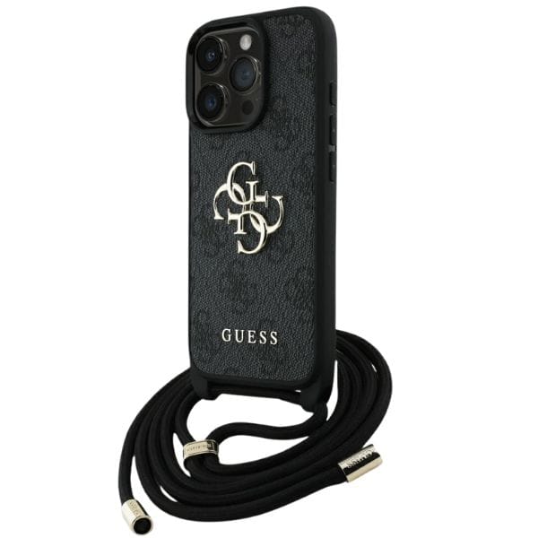 Etui Guess 4G Big Logo Cord Stap         Crossbody do iPhone 16 Pro Max czarny