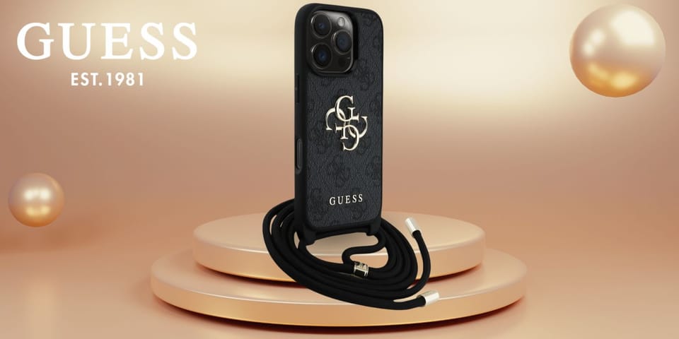 Etui Guess 4G Big Logo Cord Stap         Crossbody do iPhone 16 Pro Max czarny