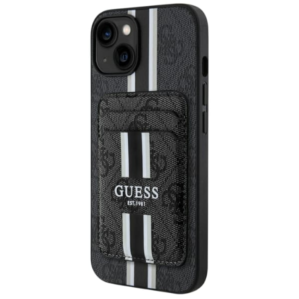 Etui Guess 4G Stripes z portfelem        Magsafe do iPhone 15 czarny