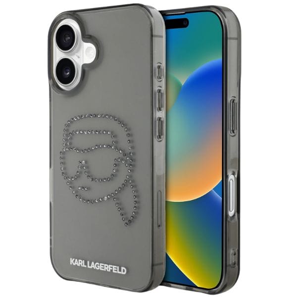 Etui Karl Lagerfeld IML Rhinestones Karl Head do iPhone 16 czarny