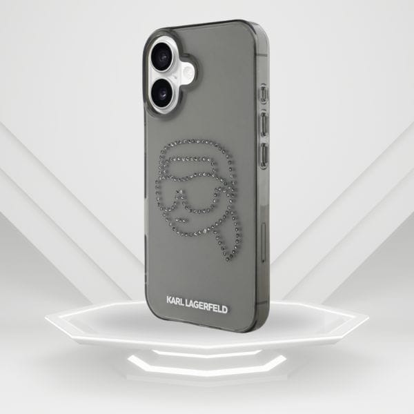 Etui Karl Lagerfeld IML Rhinestones Karl Head do iPhone 16 czarny