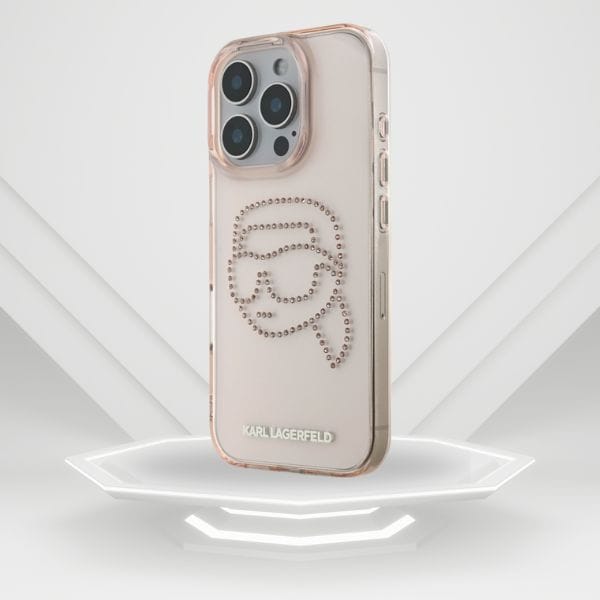 Etui Karl Lagerfeld IML Rhinestones Karl Head do iPhone 16 Pro różowy