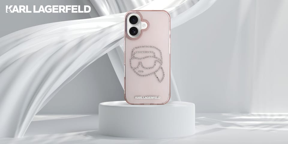 Etui Karl Lagerfeld IML Rhinestones Karl Head do iPhone 16 różowy