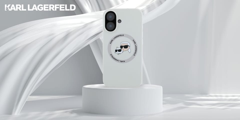 Etui Karl Lagerfeld Silicone Double      Heads And Circle MagSafe do iPhone 16 beżowy