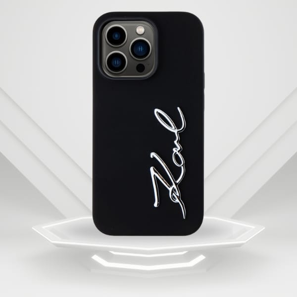 Etui Karl Lagerfeld Silicone Metal       Script Logo do iPhone 14 Pro czarny