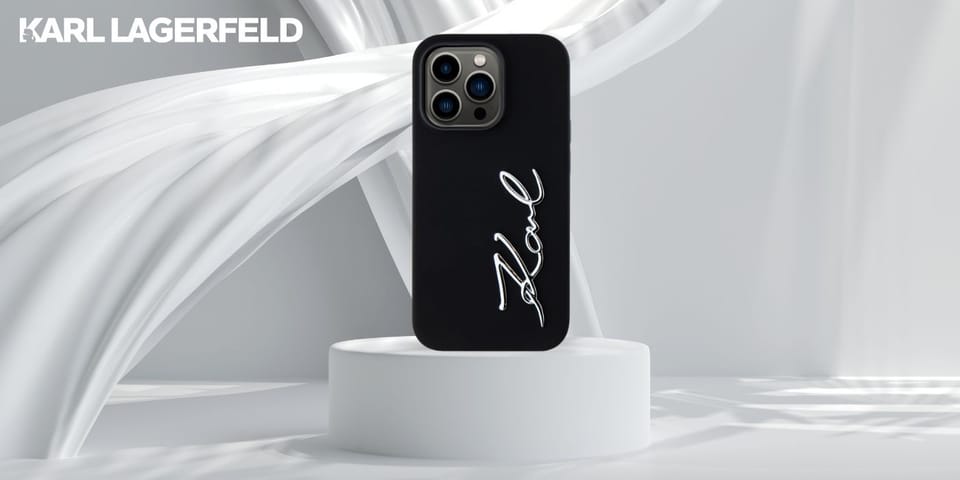 Etui Karl Lagerfeld Silicone Metal       Script Logo do iPhone 14 Pro czarny