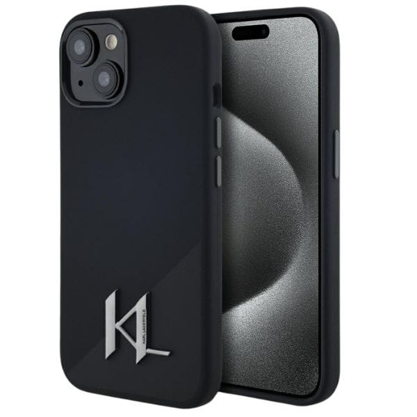 Etui Karl Lagerfeld Silicone Shadow      Metal Initial MagSafe do iPhone 15 czarny