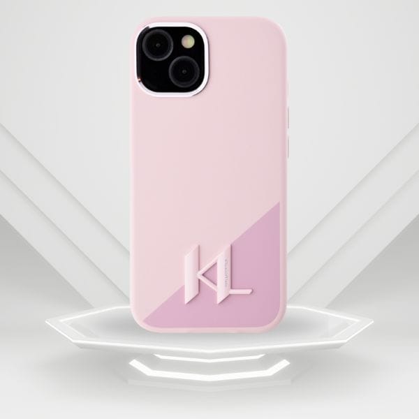 Etui Karl Lagerfeld Silicone Shadow       Metal Initial MagSafe do iPhone 15 różowy