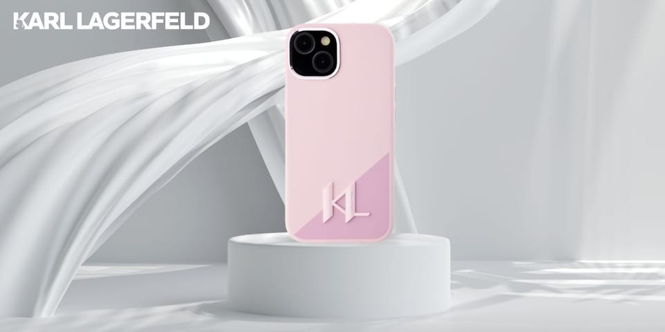 Etui Karl Lagerfeld Silicone Shadow       Metal Initial MagSafe do iPhone 15 różowy