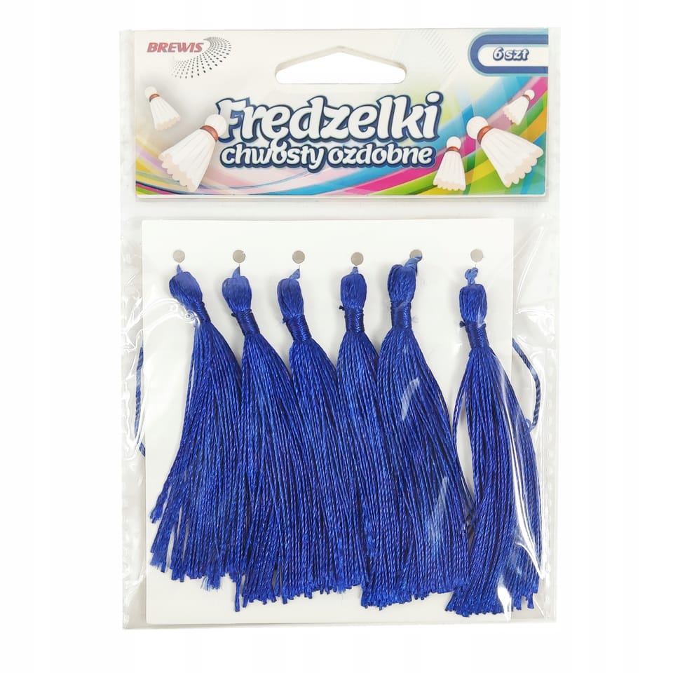 Frędzelki (chwosty ozdobne) FR5 (6 sztuk) 8 cm niebieskie BREWIS