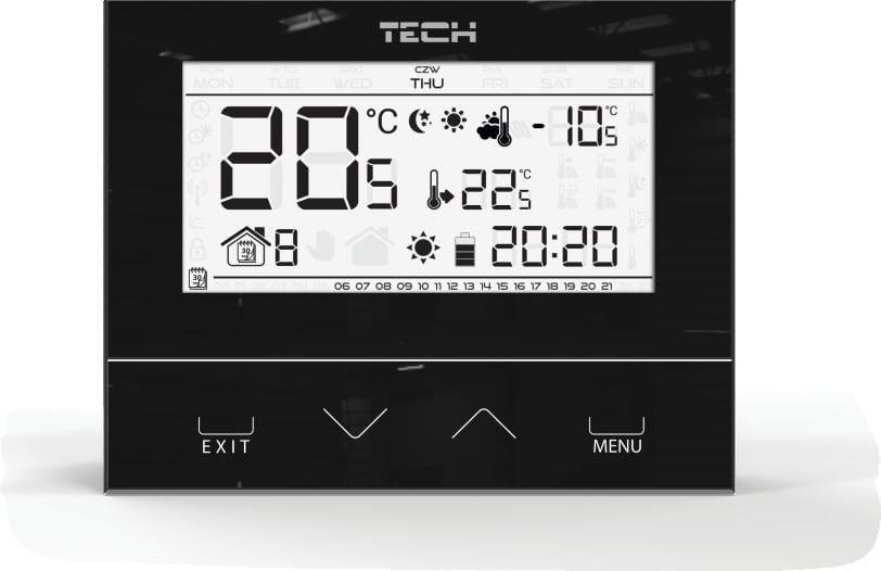 Przewodowy  dwustanowy regulator pokojowy czarny ST-292v3 Tech sterowniki