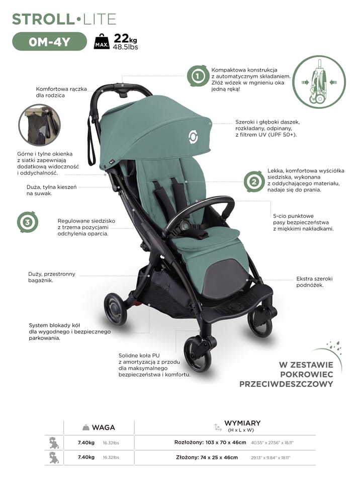 Wózek spacerowy Stroll Lite (kolor Czarny)