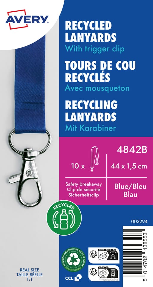 Smycz z karabińczykiem (10 sztuk) 440x15mm niebieska 4842B AVERY