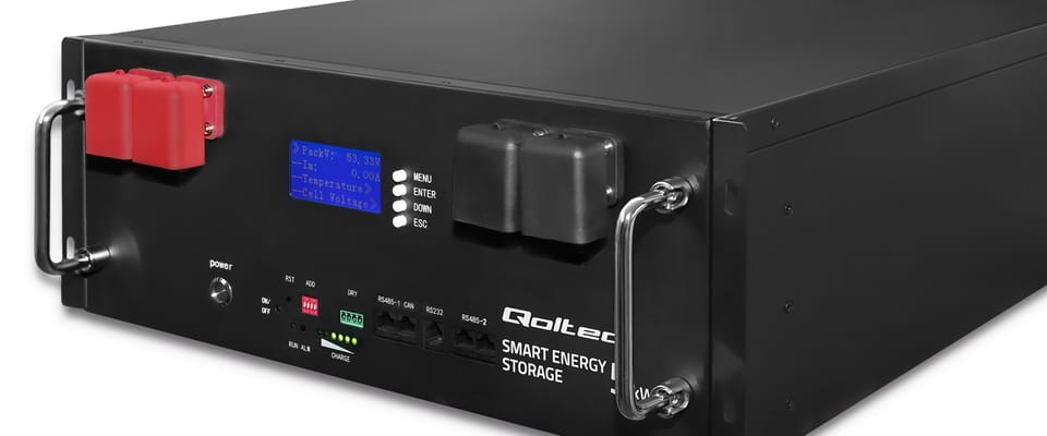 Qoltec Stabilny Magazyn energii LiFePO4 do RACK  | 5.12kWh | 51.2V | 100Ah | BMS | LCD