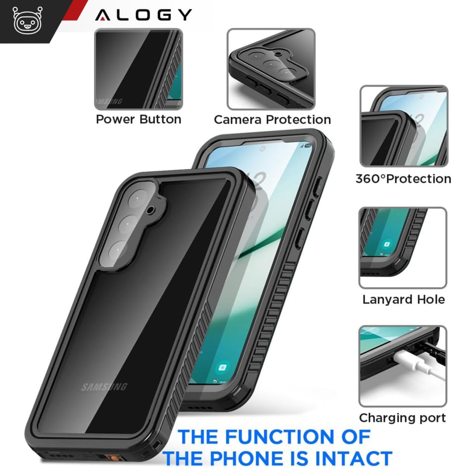 Etui Wodoodporne do Samsung Galaxy S25 Alogy HydroArmor™ IP68 Case z przezroczystym tyłem Pancerna obudowa 360