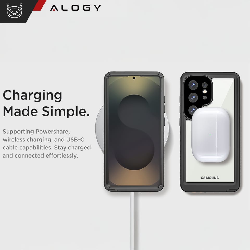 Etui Wodoodporne do Samsung Galaxy S25 Ultra Alogy HydroArmor™ IP68 Case z przezroczystym tyłem Pancerna obudowa 360